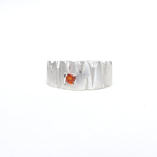 Silver Benbulben ring with fire opal