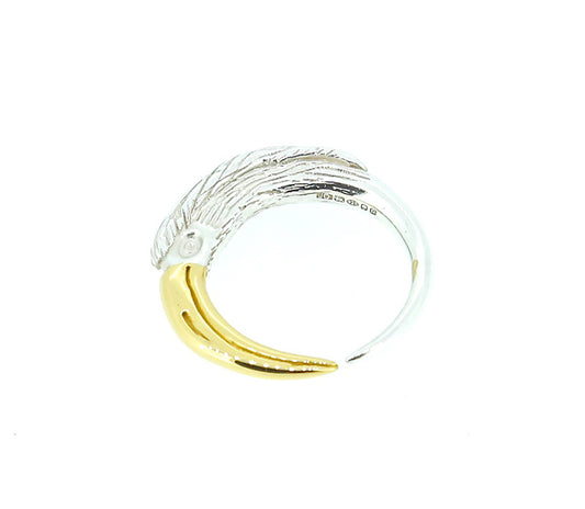 Heron ring silver & gold