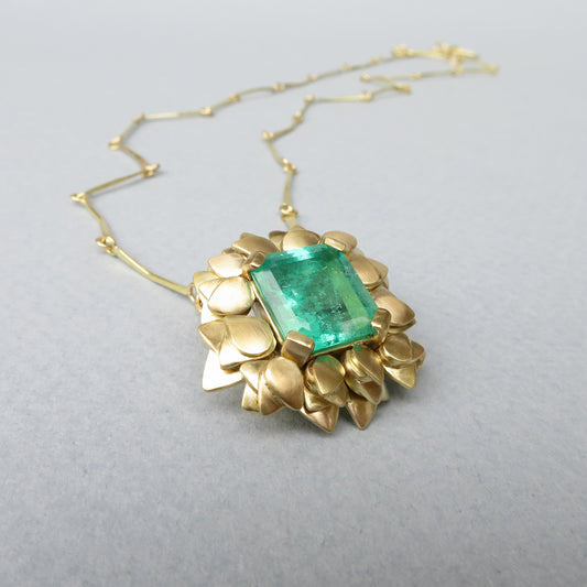 Lotus emerald pendant